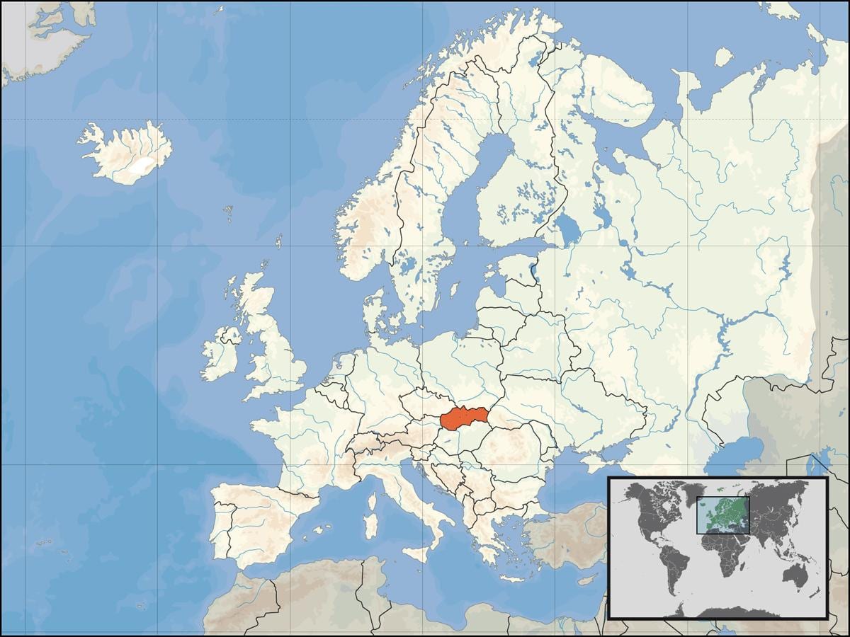 Slovakia vị trí trên bản đồ thế giới